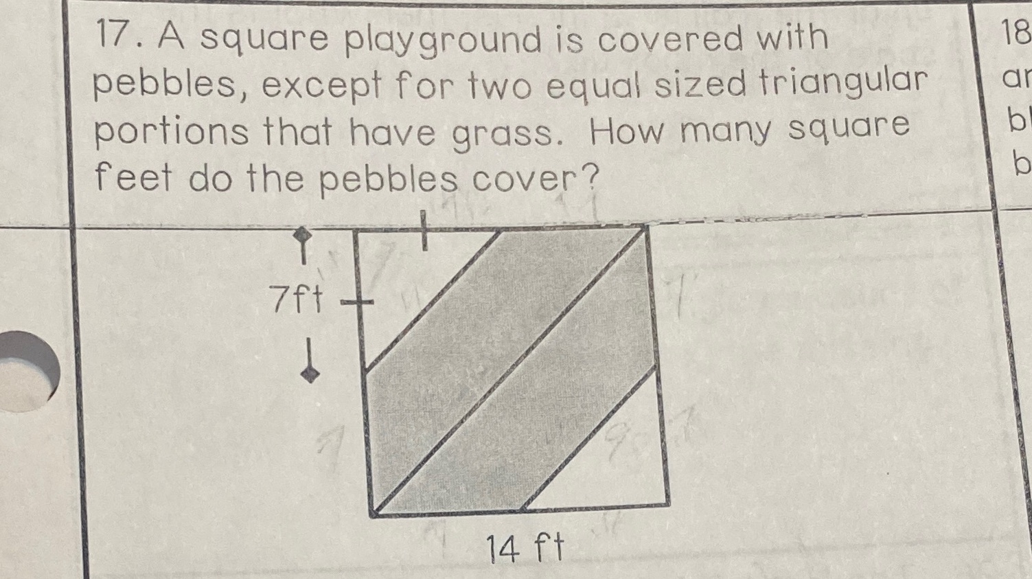 17. A square playground is covered with 18