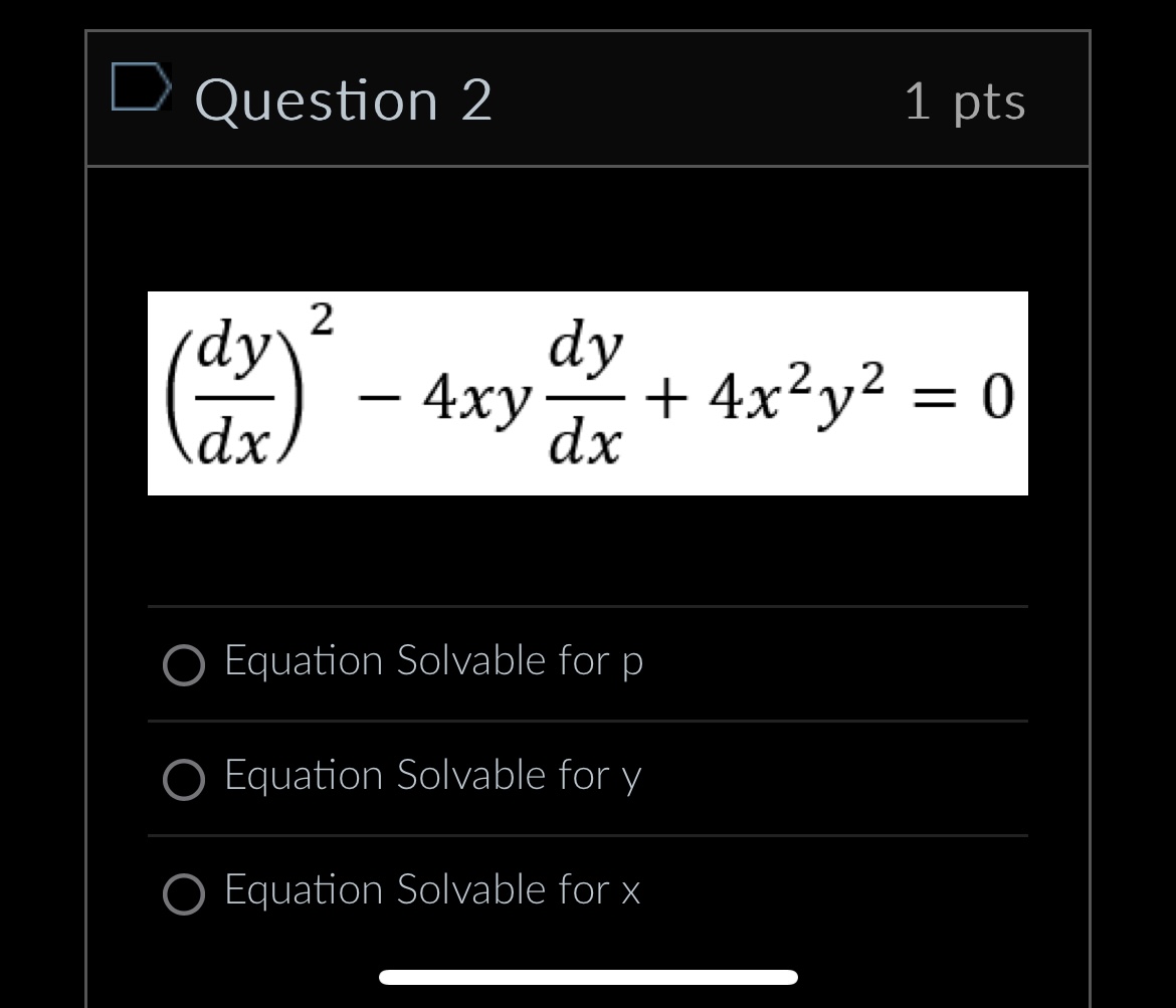 3.x dy 2 dy - X - -y = 0 dx dx O Equation