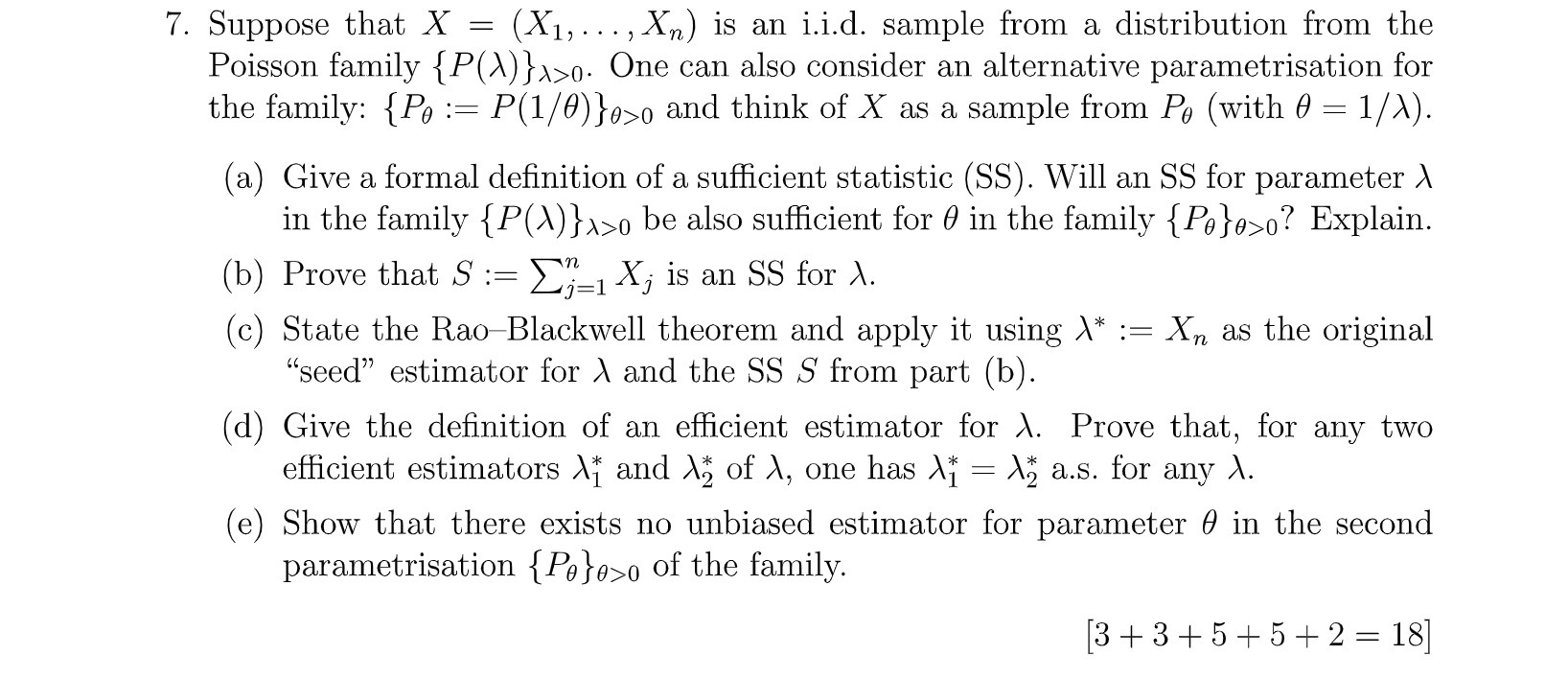 7. Suppose that X = (X1, . .., Xn) is an i.i.d.