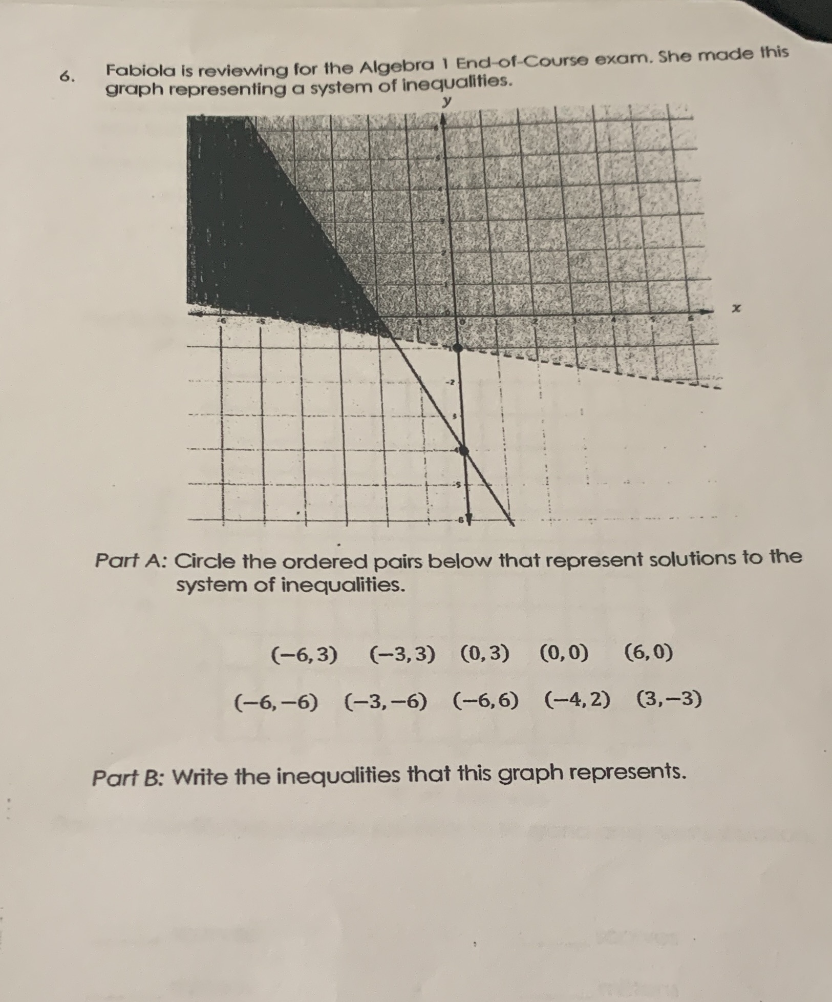 6. Fabiola is reviewing for the Algebra 1