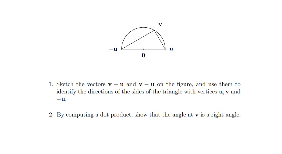 . Sketch the vectors v + u and v u on the figureJ