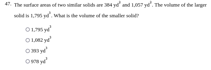46. What is the volume of the square pyramid