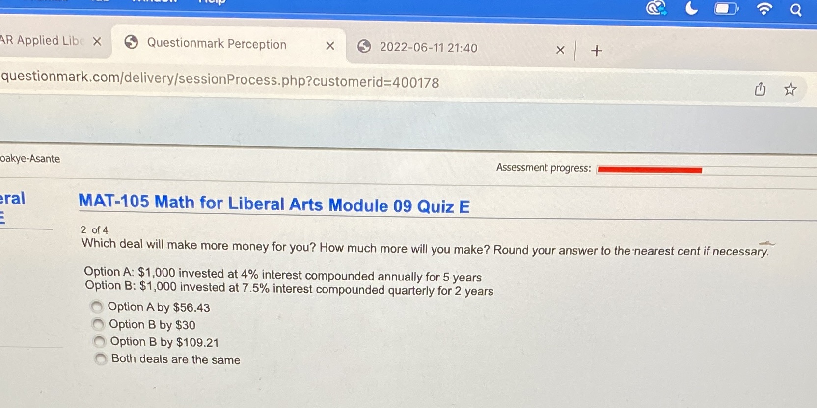 O Q AR Applied Libe X Questionmark Perception X