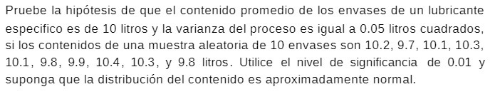 Pruebe la hipotesis de que el contenido promedio