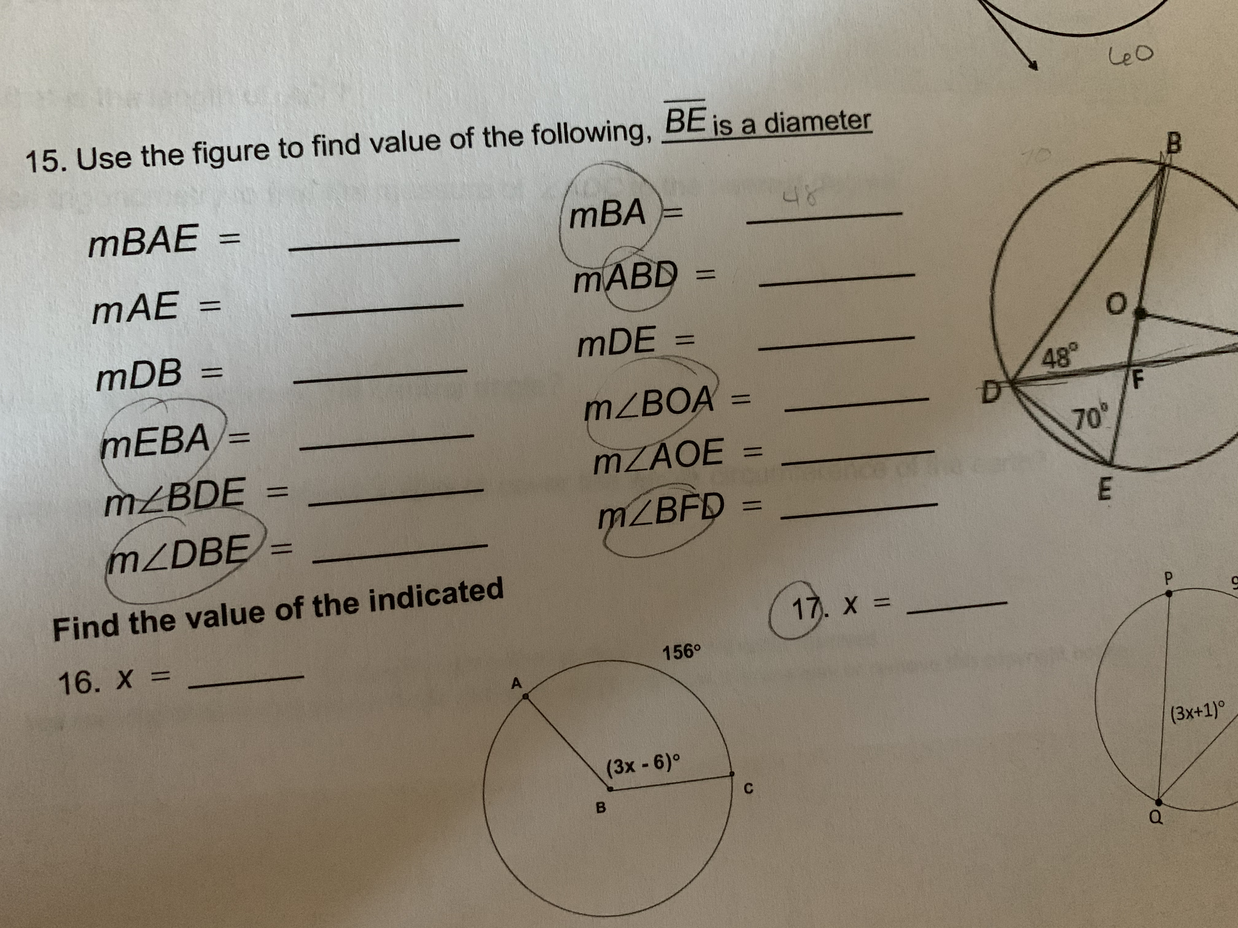 15. Use the figure to find value of the
