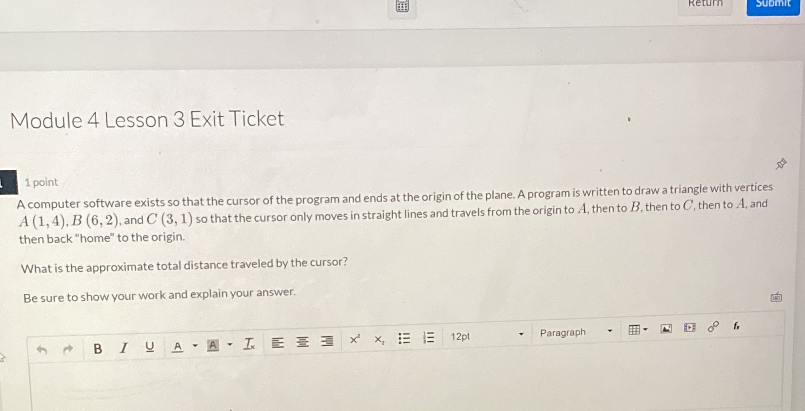 Return Submit Module 4 Lesson 3 Exit Ticket 1