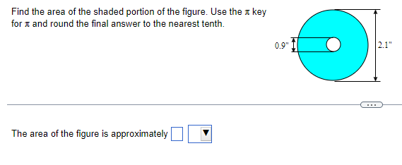 Find the area of the shaded portion of the