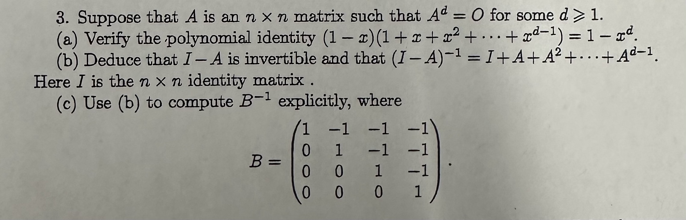 3. Suppose that A is an n x n matrix such that A