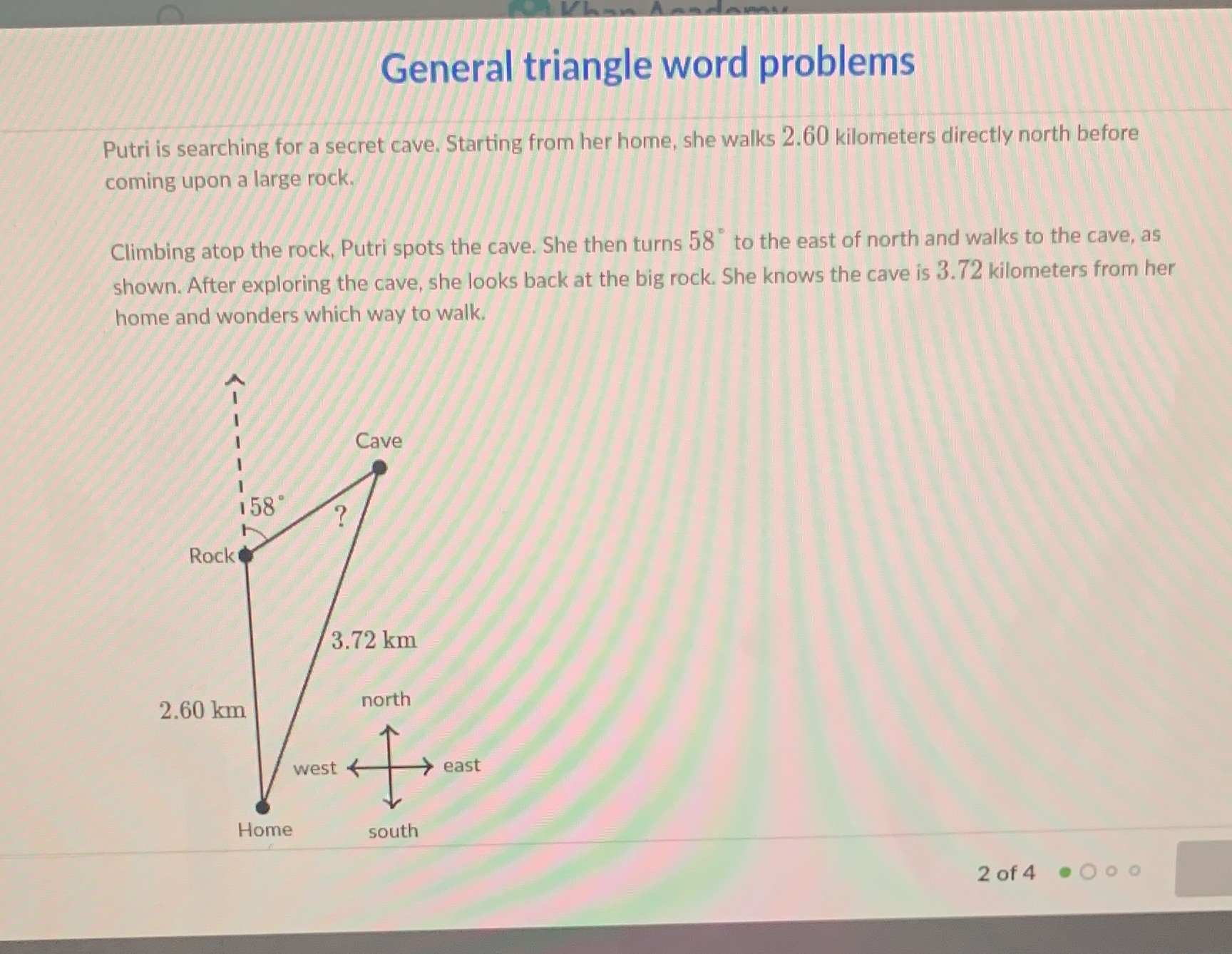 Assuming Putri is facing the big rock, how many