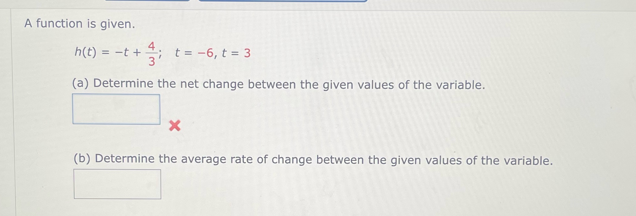 Please explain A function is given. h(t) = -t+4;