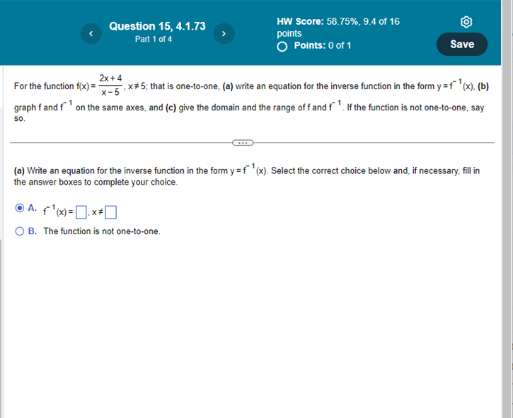 Question 15, 4.1.73 HW Score: 58.75%, 9.4 of 16