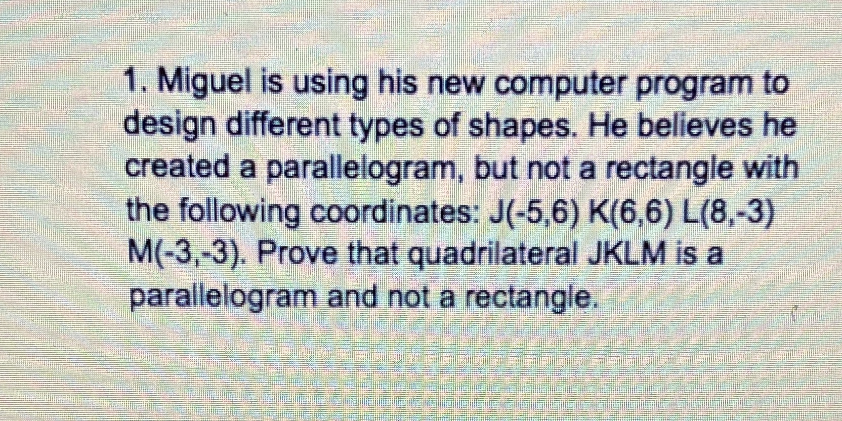 I need to show work 1. Miguel is using his new