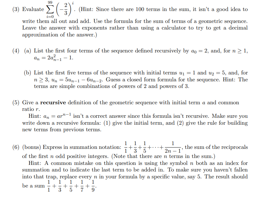 99 (3) Evaluate E (-3). (Hint: Since there are