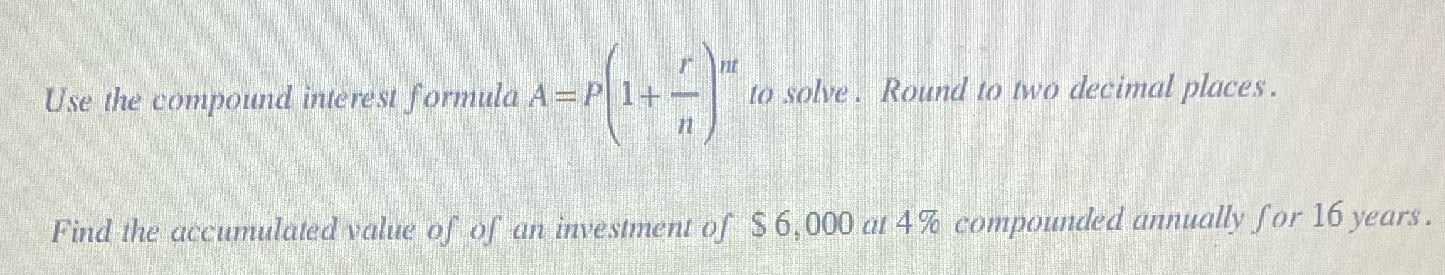 Solve this problem Use the compound interest