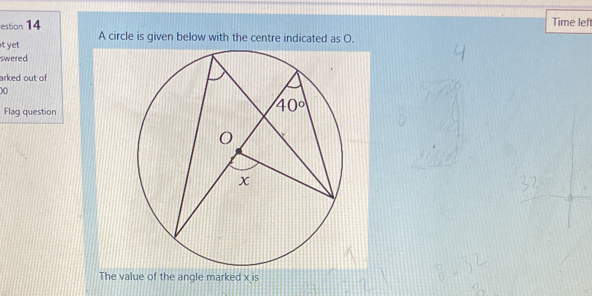 A circle is given below the center indicated as o