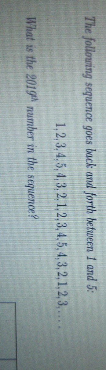 the 2019 number The following sequence goes back