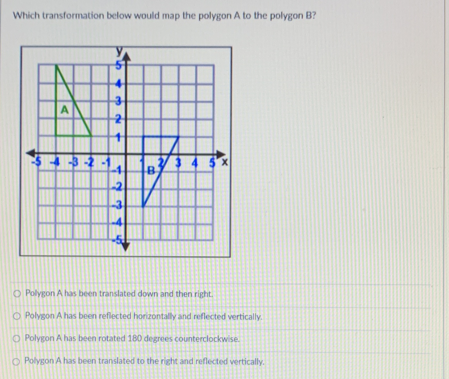 Which transformation below would map the polygon