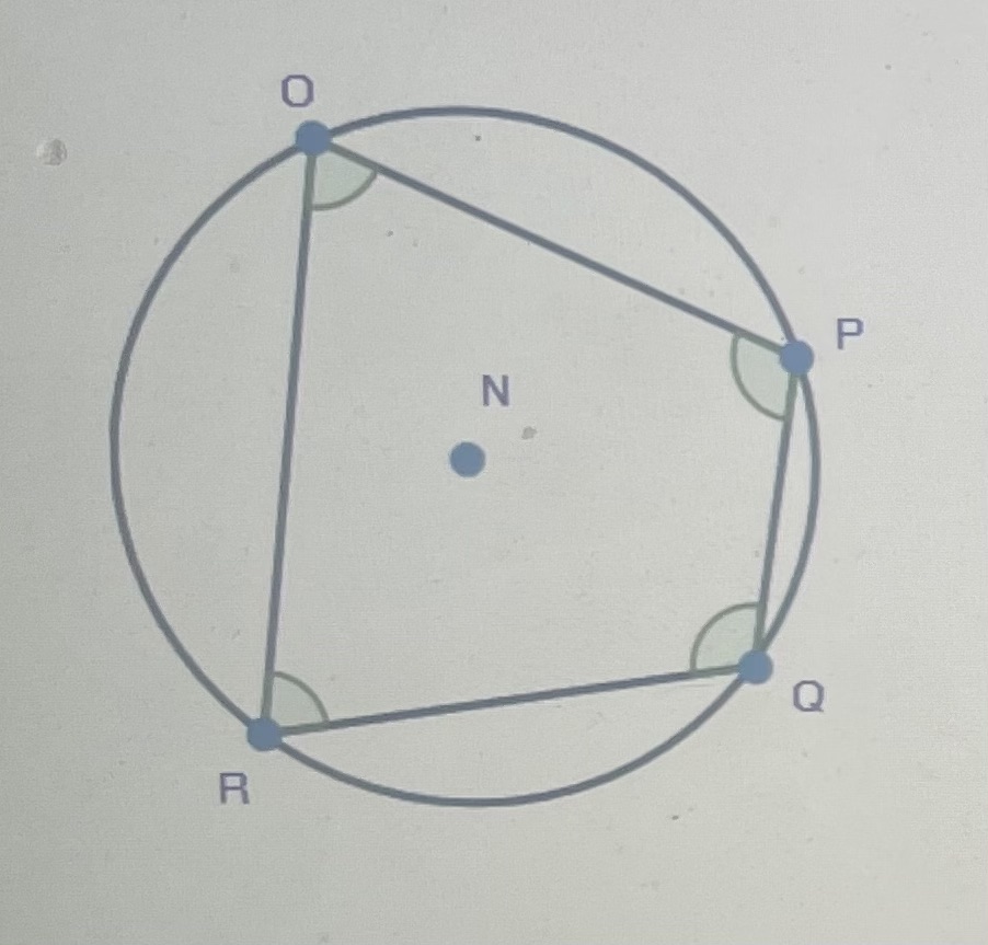 Quadrilateral OPQR is inscribed inside a circle