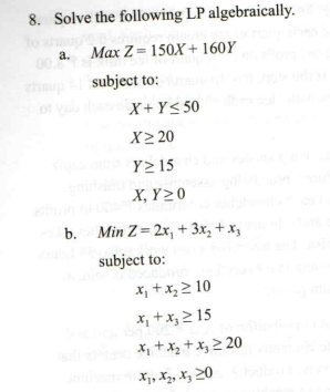 Solve the following Linear Programming
