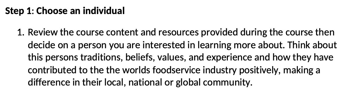 Step 1: Choose an individual 1. Review the course