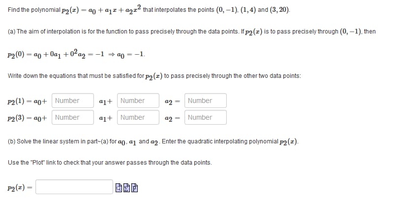 Find the polynomial po (z) = an + aj x + anz that