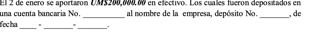 El 2 de enero se aportaron UM$200,000.00 en