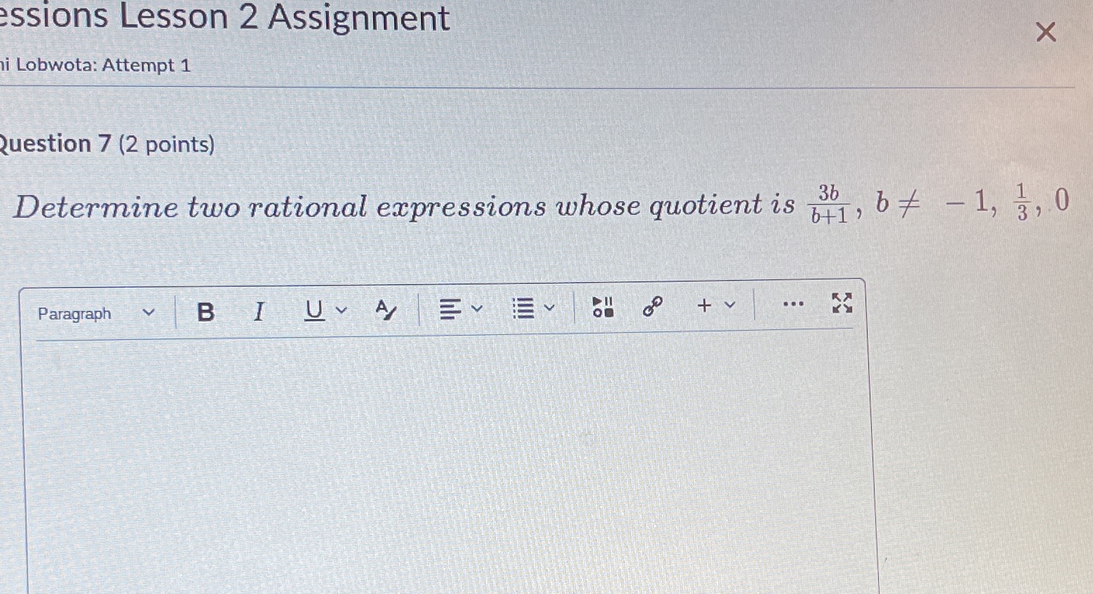 ssions Lesson 2 Assignment X i Lobwota: Attempt 1