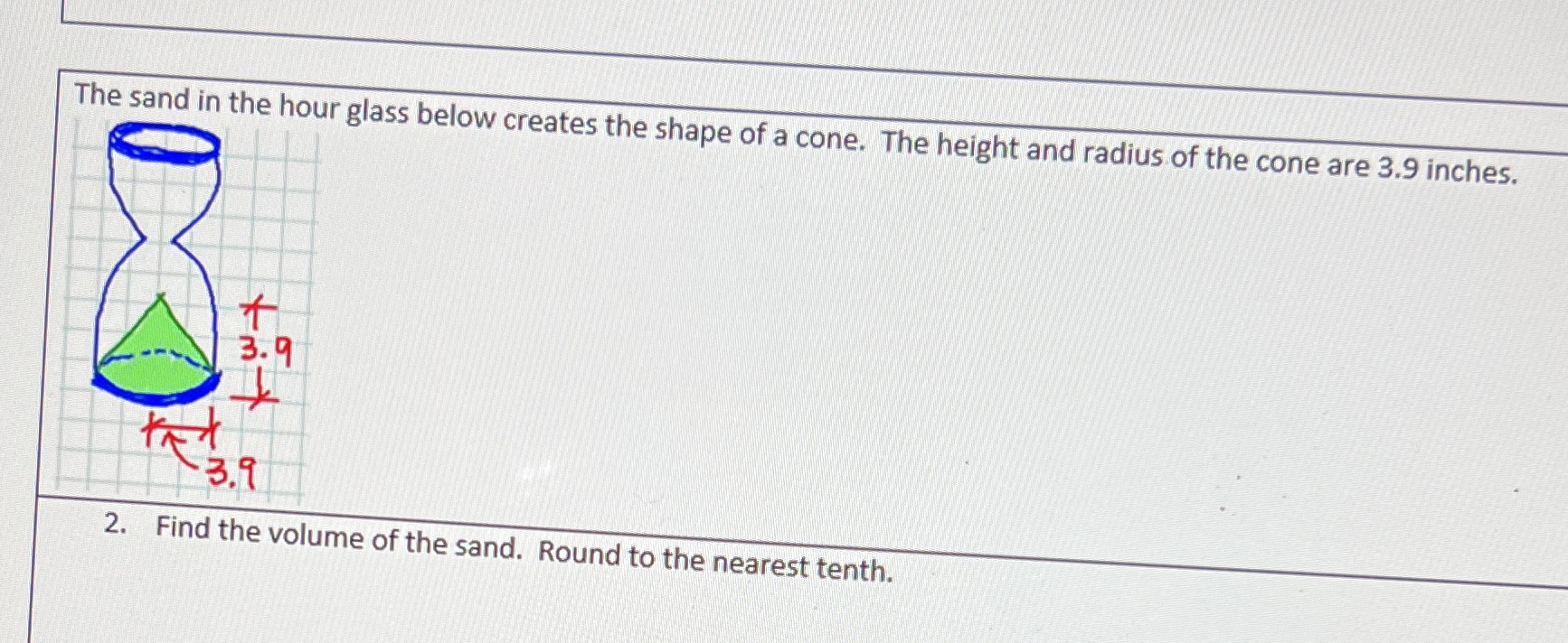 The sand in the hour glass below creates the