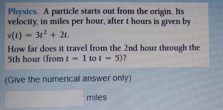 Physics. A particle starts out from the origin.
