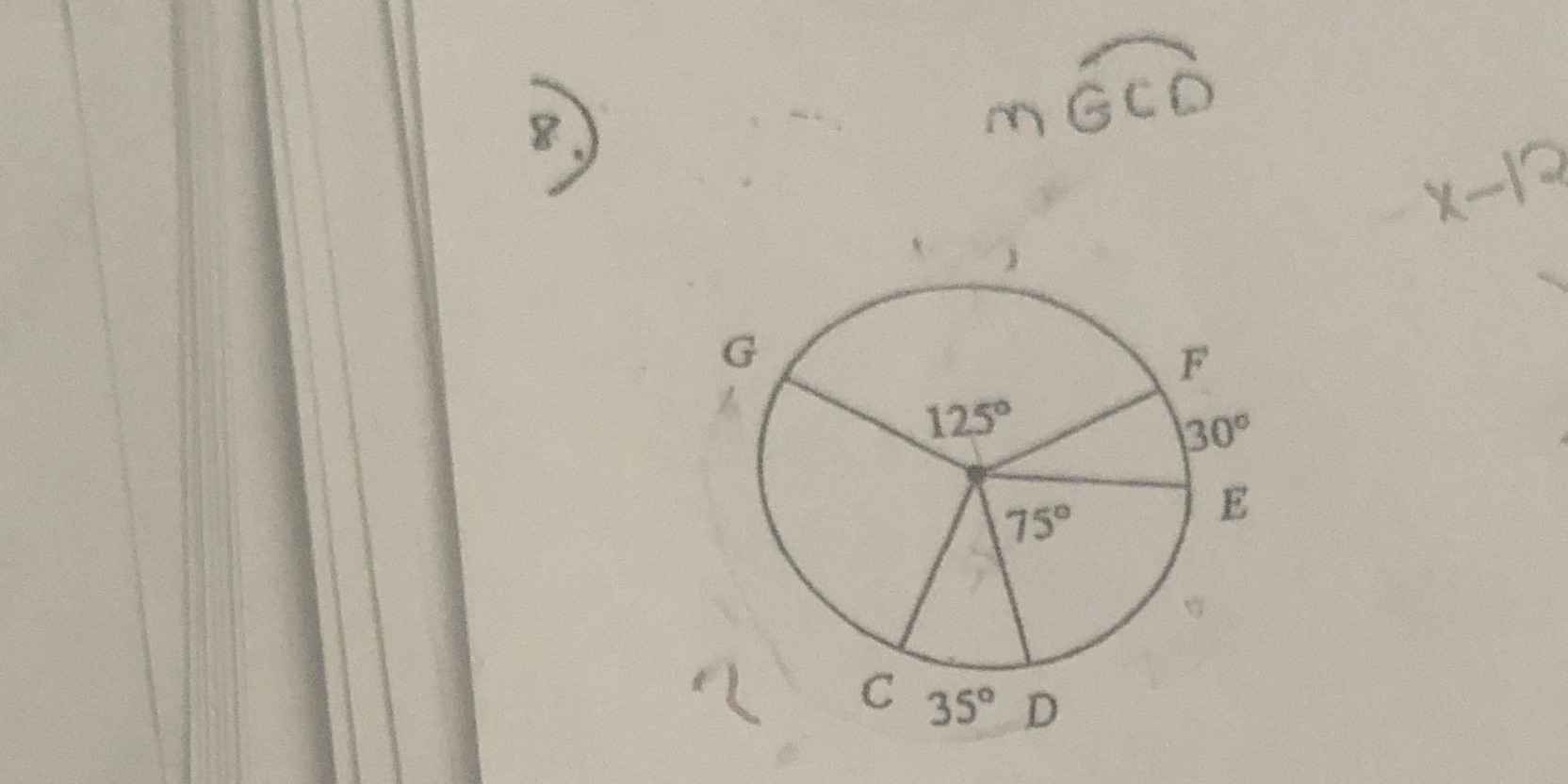 Find the measure of the arc or angle indicated