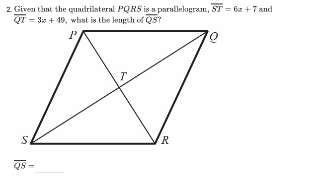 2. Given that the quadrilateral PQ RS is a