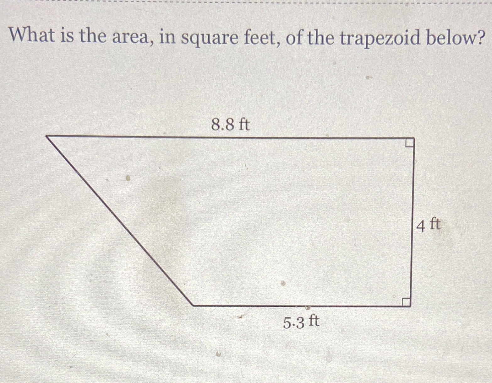 What is the area, in square feet, of the