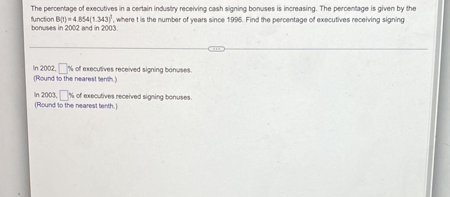 The percentage of executives in a certain