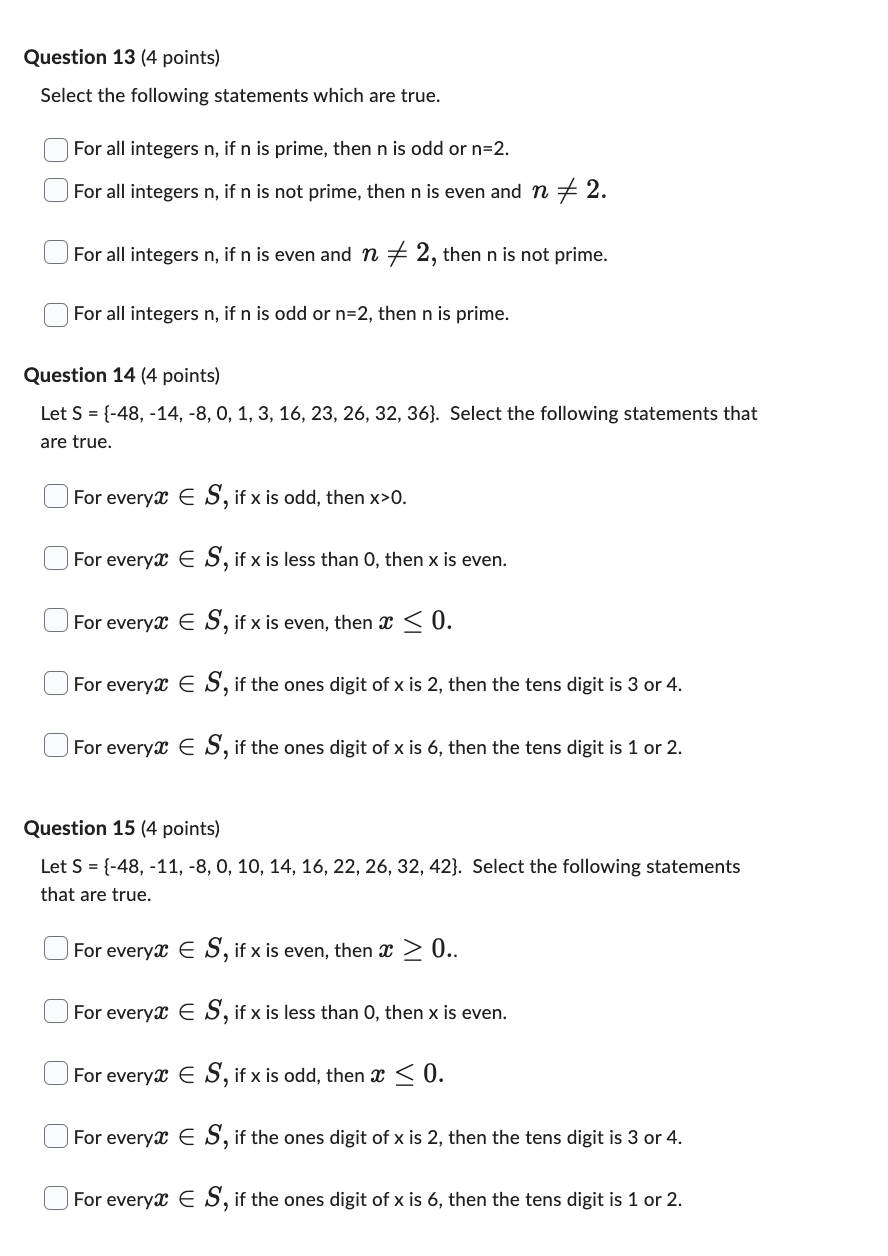 Question 1 (4 points) Match the statements that