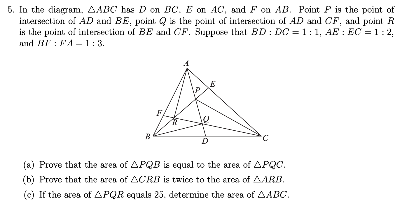 5. In the diagram, AABC has D on BC, E on AC, and