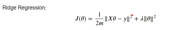 Setup the cost function for Ridge regression.