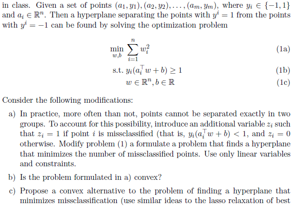 in class. Given a set of points (a1, y1), (02,