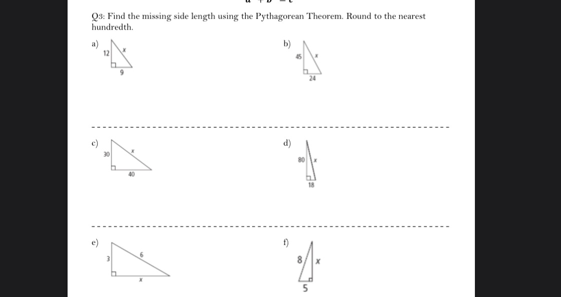 Q3: Find the missing side length using the