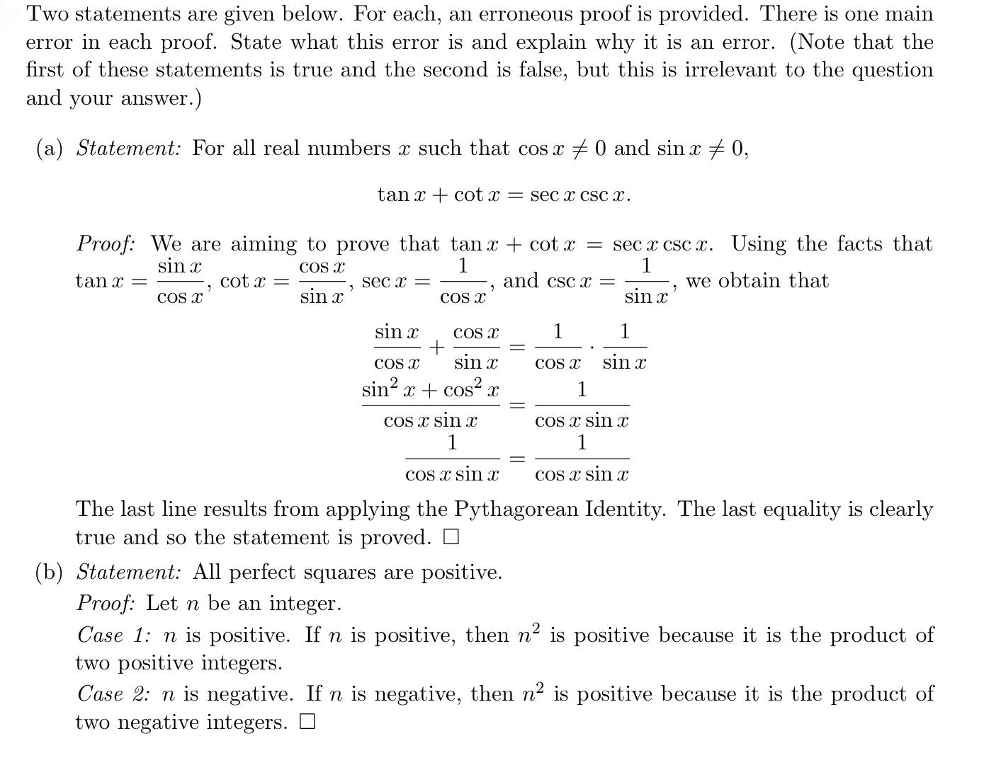 Two statements are given below. For each, an