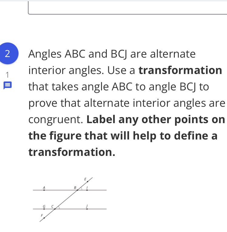 2 Angles ABC and BCJ are alternate 1 interior