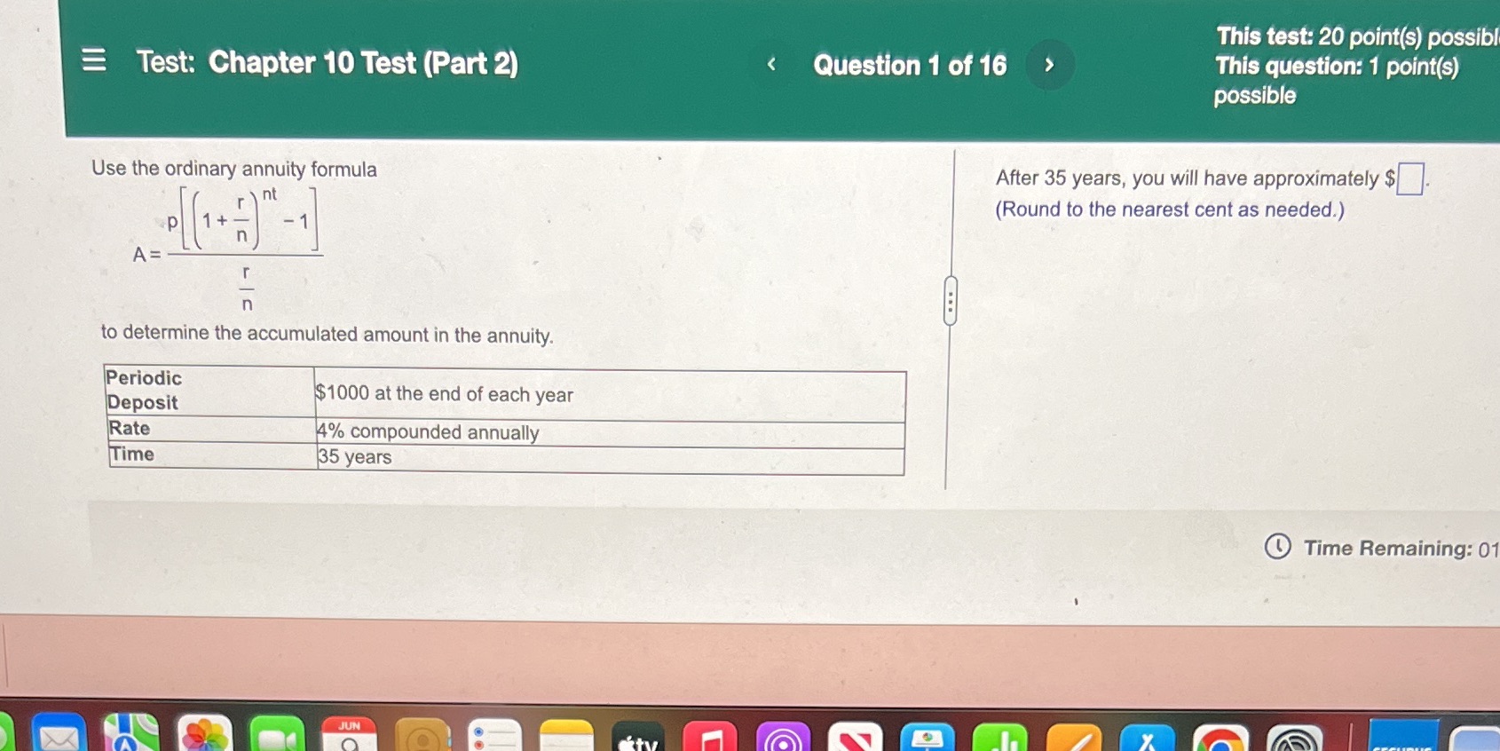 This test: 20 point(s) possibl Test: Chapter 10