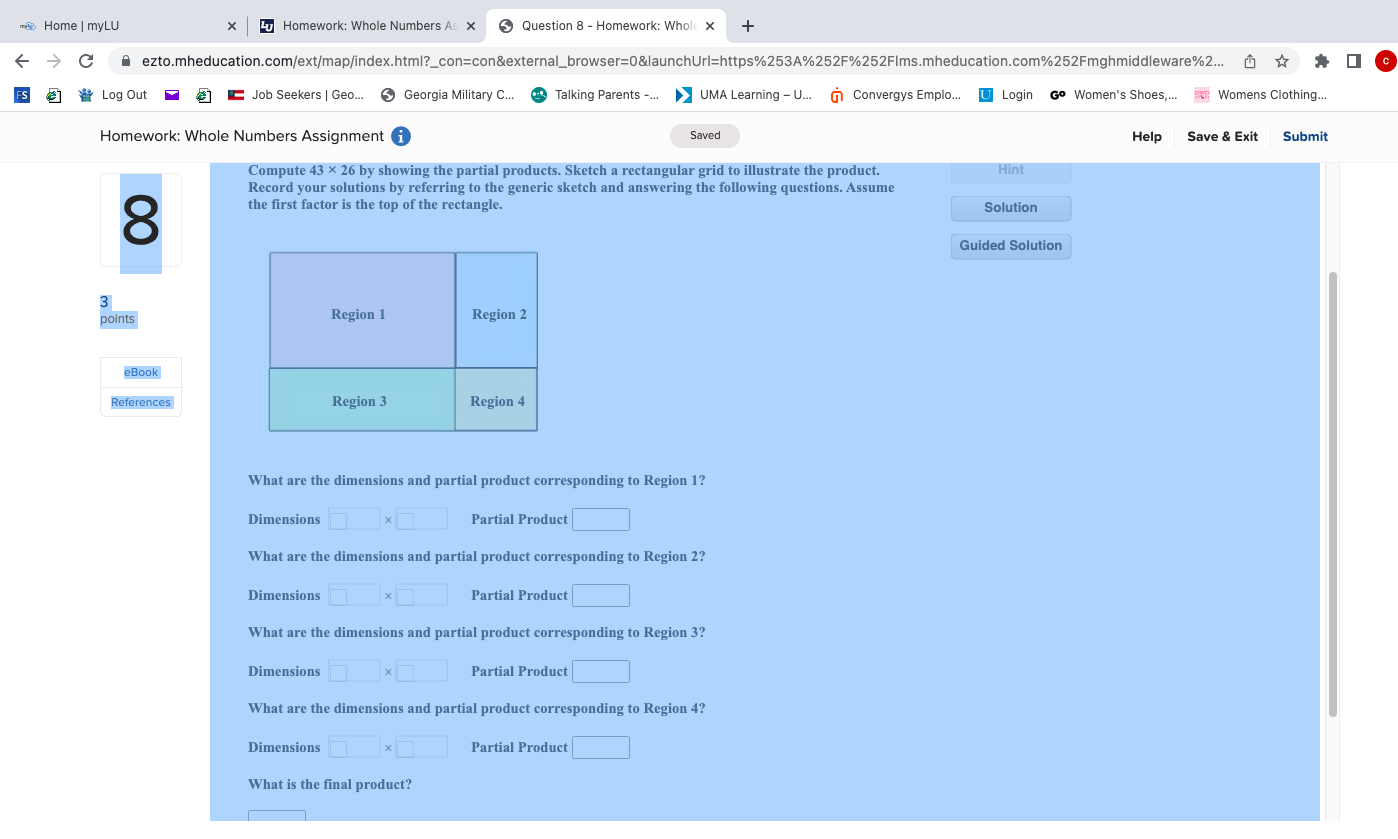 my Home | myLU * L Homework: Whole Numbers As X