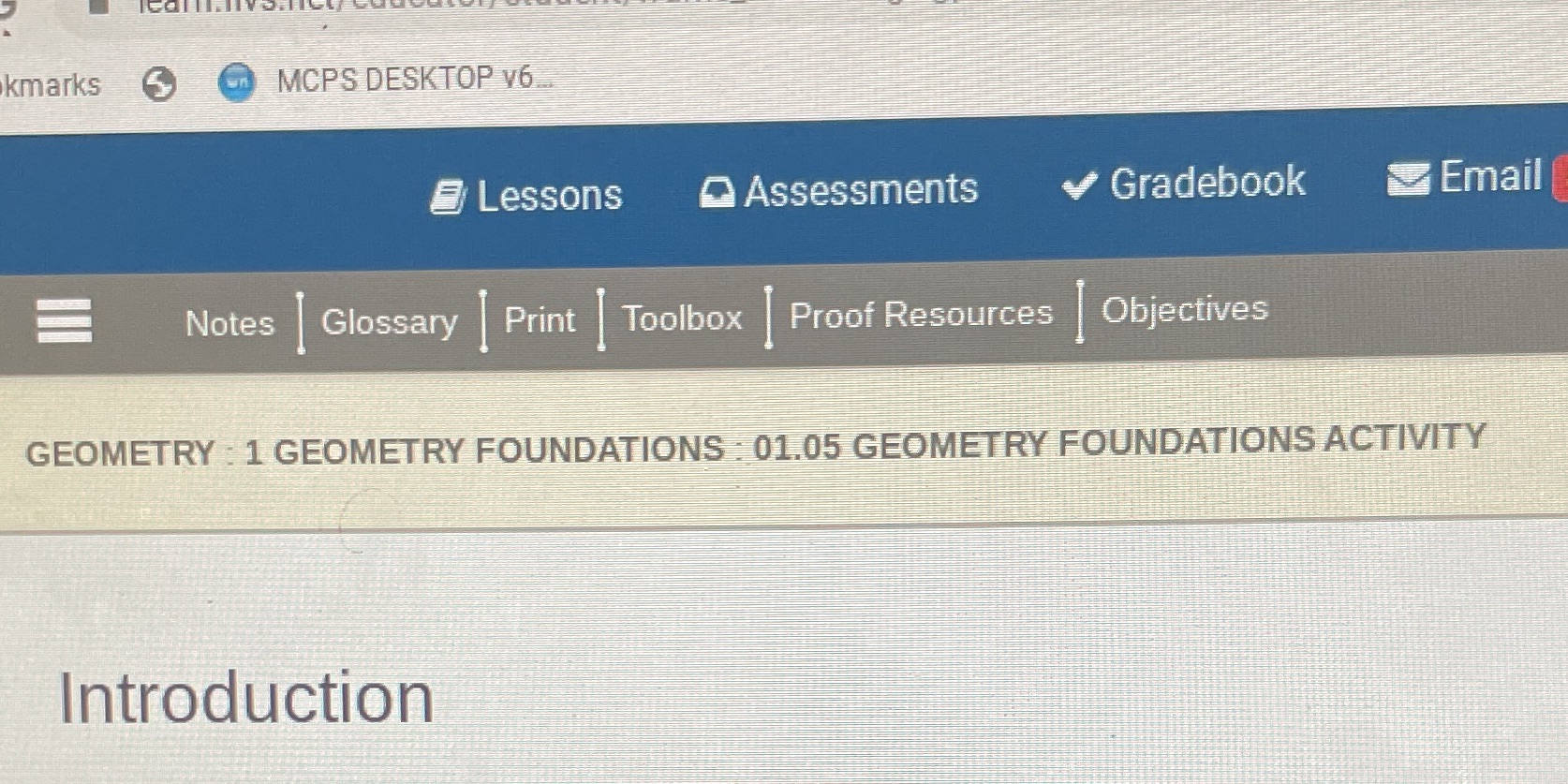 kmarks S MCPS DESKTOP V6. Lessons Q Assessments V