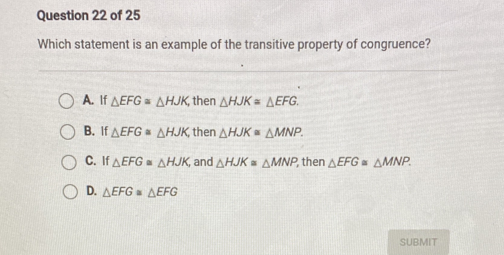 Question 22 of 25 Which statement is an example