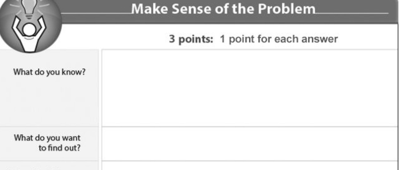 Make Sense of the Problem 3 points: 1 point for
