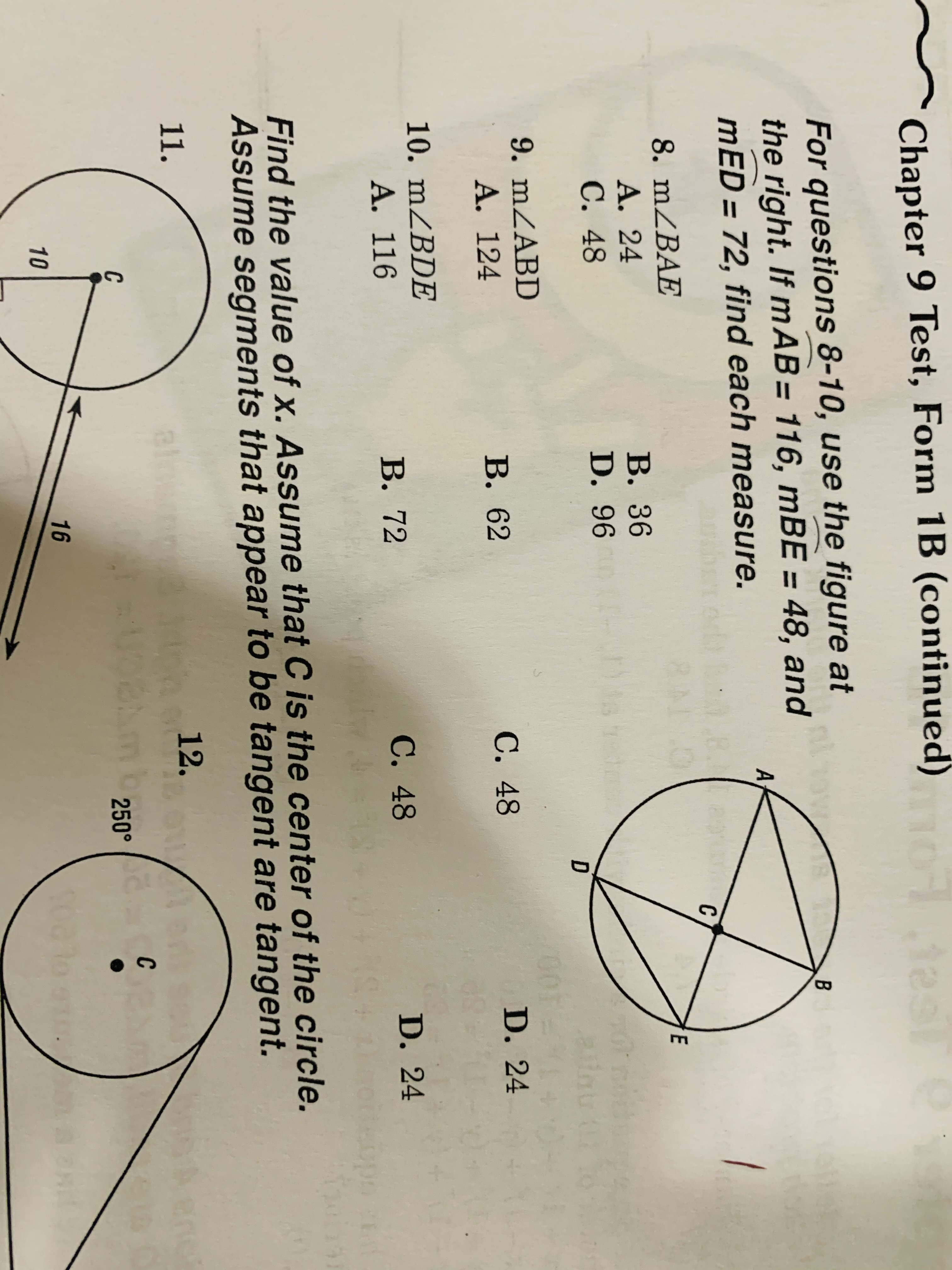 hello, I have a test tomorrow and question 9 will