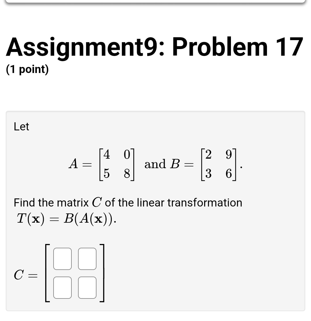 Assignment9: Problem 13 (1 point) The cross