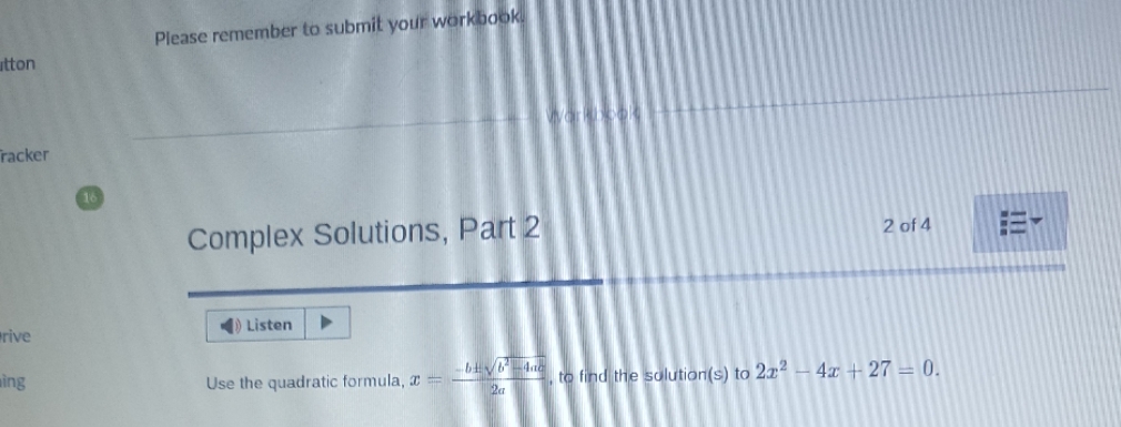 Please remember to submit your workbook! itton