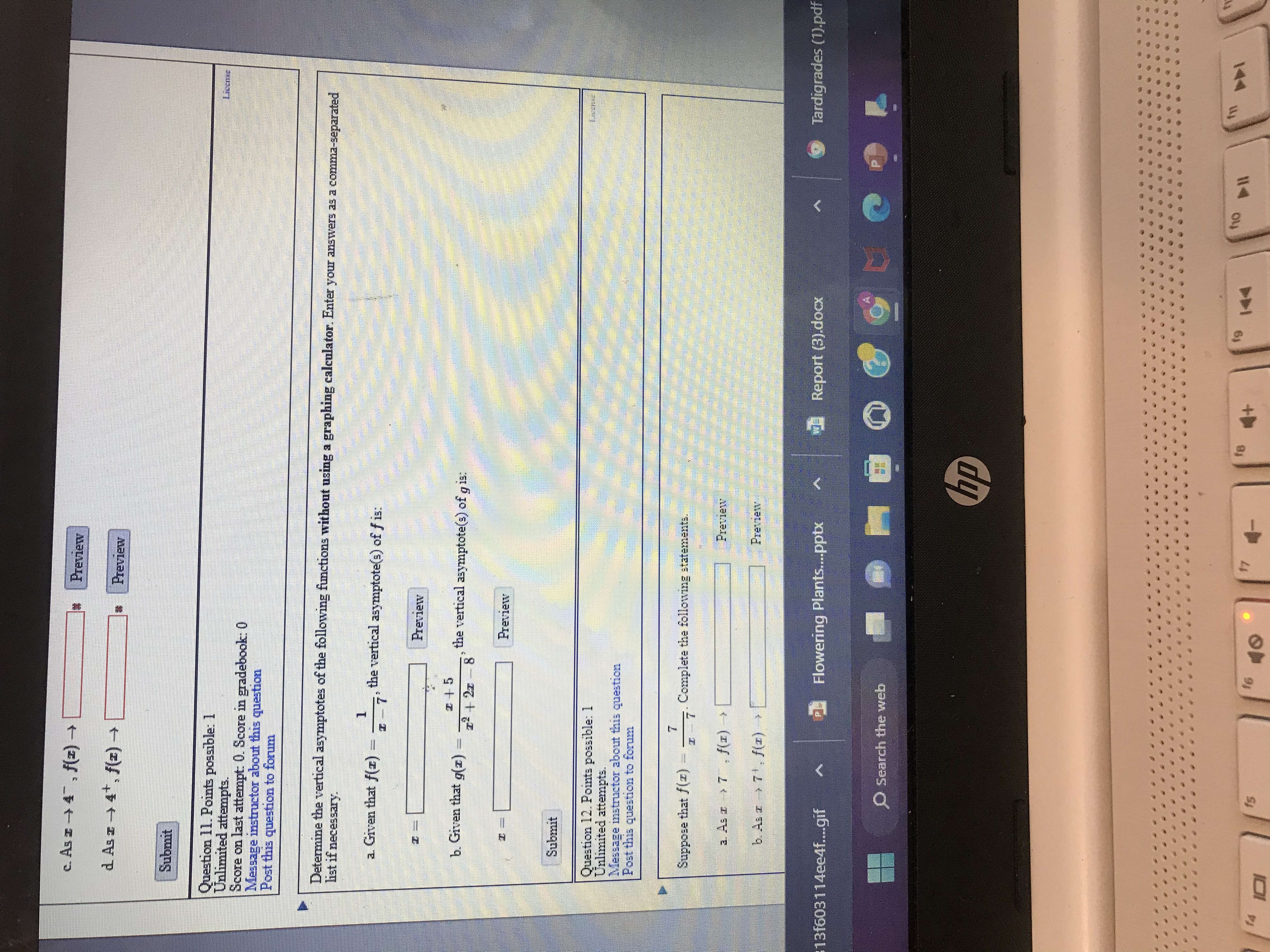 As x -+ 4- , f(x) increases without bound DAsz -+