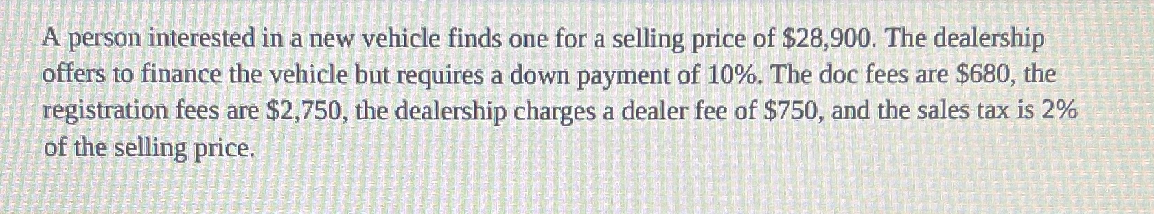 what is the down payment for this vehicle? What